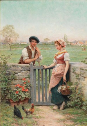 Geplankel am Zaun by Lucius Rossi Oil Painting