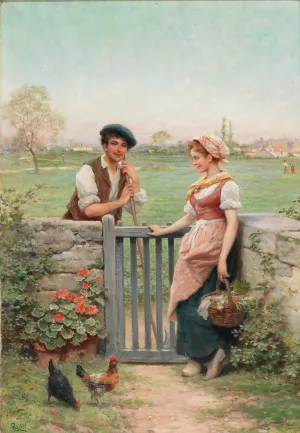 Geplankel am Zaun by Lucius Rossi Oil Painting