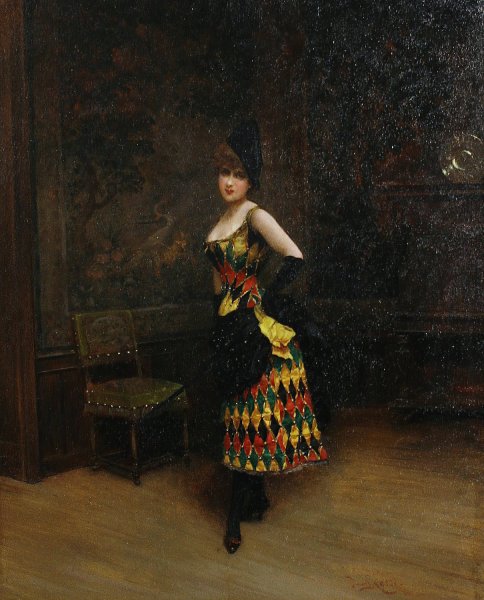 The Harlequin by Lucius Rossi - Hand-Painted Oil Painting Reproduction