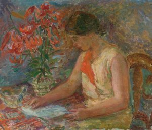 Reading Woman by Lucjan Adwentowicz Oil Painting