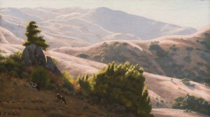 Cattle Grazing in Sunlit Hills by Ludmilla Pilat Welch Oil Painting