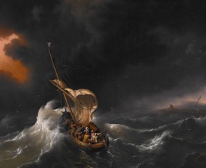 Christ In The Storm On The Sea Of Galilee by Ludolf Backhuysen (Follower) Oil Painting