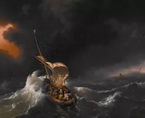 Christ In The Storm On The Sea Of Galilee by Ludolf Backhuysen (Follower) Oil Painting