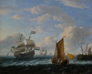 Dutch Warships by Ludolf Backhuysen (Follower) Oil Painting