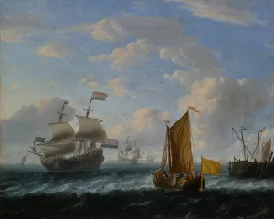 Dutch Warships by Ludolf Backhuysen (Follower) Oil Painting