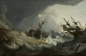 Shipwreck during the storm on 1-3 March by Ludolf Backhuysen (Follower) Oil Painting