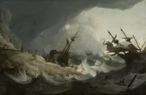 Shipwreck during the storm on 1-3 March by Ludolf Backhuysen (Follower) Oil Painting
