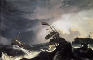 Ships in Distress in a Raging Storm Oil painting by Ludolf Backhuysen