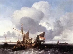 Ships on the Zuiderzee Before the Fort of Naarden by Ludolf Backhuysen Oil Painting