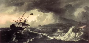 Ships Running Aground in a Storm by Ludolf Backhuysen - Oil Painting Reproduction