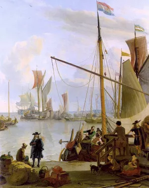 View from the Mussel Pier in Amsterdam painting by Ludolf Backhuysen