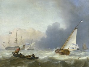 Rough Sea with a Dutch Yacht by Ludolf Bakhuysen Oil Painting