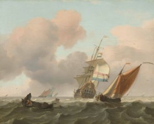Rough Sea with Ships by Ludolf Bakhuysen Oil Painting