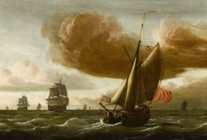 Ships at Sea by Ludolf Bakhuysen Oil Painting