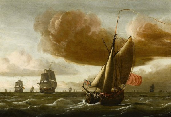 Ships at Sea by Ludolf Bakhuysen - Hand-Painted Oil Painting Reproduction