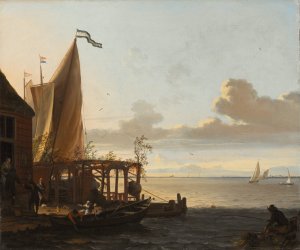 Small Harbour near a Tavern by Ludolf Bakhuysen Oil Painting