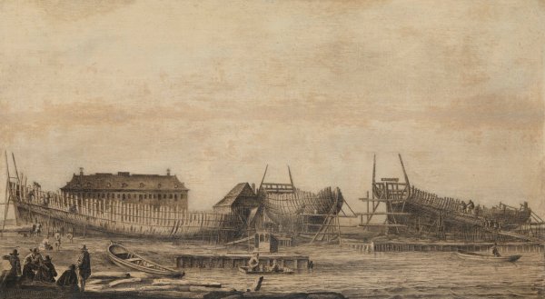 The Shipyard of the Amsterdam Admiralty  by Ludolf Bakhuysen - Hand-Painted Oil Painting Reproduction