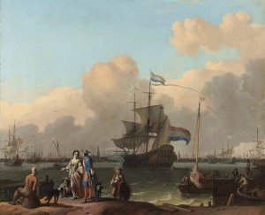 The Y at Amsterdam, with the Frigate 'De Ploeg' by Ludolf Bakhuysen Oil Painting