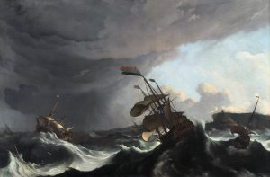 Warships in a Heavy Storm by Ludolf Bakhuysen Oil Painting