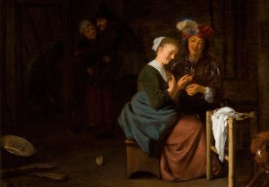 Genre Scene by Ludolf De Jongh Oil Painting