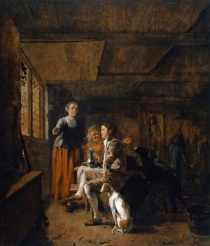 Hunters in an Inn by Ludolf De Jongh Oil Painting