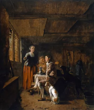 Hunters in an Inn by Ludolf De Jongh Oil Painting