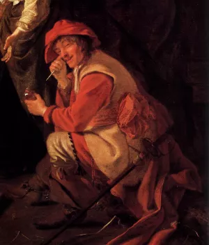 Paying the Hostess Detail Oil painting by Ludolf De Jongh
