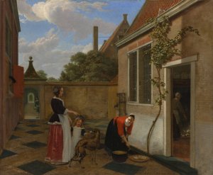 Scene in a Courtyard by Ludolf De Jongh Oil Painting