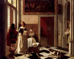 Woman Receiving a Letter Oil painting by Ludolf De Jongh