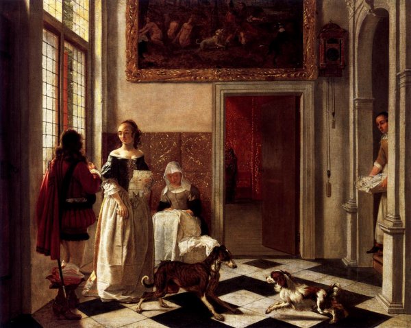 Woman Receiving a Letter by Ludolf De Jongh - Hand-Painted Oil Painting Reproduction