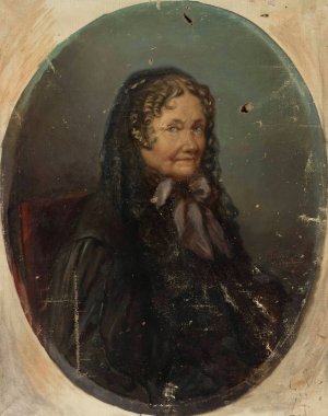 Portrait of Mrs. Sowinska, general's wife by Ludomir Szpadkowski Oil Painting