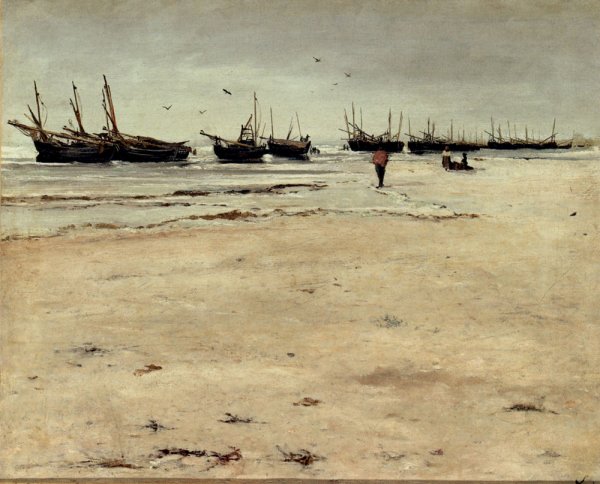 Plage De Berck A Maree Basse by Ludovic Lepic - Hand-Painted Oil Painting Reproduction