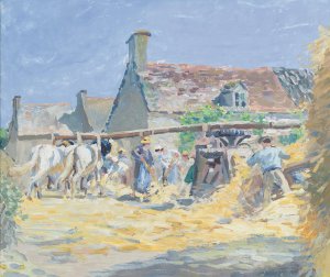 La Fauche Des Foins a Montfoucault by Ludovic Piette-Montfoucault Oil Painting