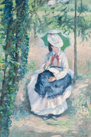 Madame Piette a l'ombrelle by Ludovic Piette-Montfoucault Oil Painting