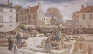 The Marketplace at Pontoise by Ludovic Piette - Oil Painting Reproduction