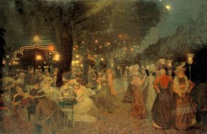 Le jardin du bal Bullier, la nuit by Ludovic Vallee Oil Painting