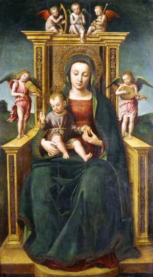The Virgin and Child Enthroned by Ludovico Brea Oil Painting