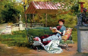 A Good Book by Ludovico Marchetti Oil Painting