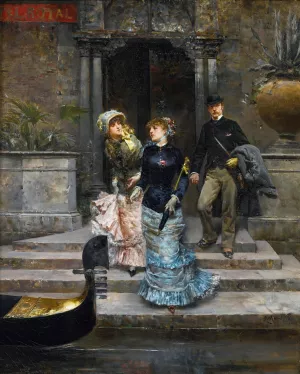 The Departure, Venice by Ludovico Marchetti Oil Painting