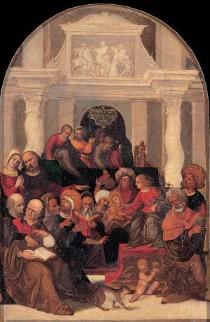 Christ Among the Doctors by Ludovico Mazzolino Oil Painting