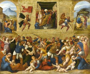 Massacre of the Innocents by Ludovico Mazzolino Oil Painting