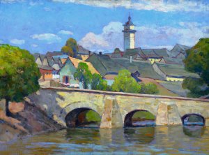 A small town in SpiS by Ludovit Cordak Oil Painting