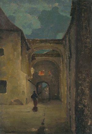 Alley in the Evening by Ludovit Cordak Oil Painting