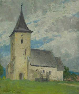 Church in Kysak by Ludovit Cordak Oil Painting