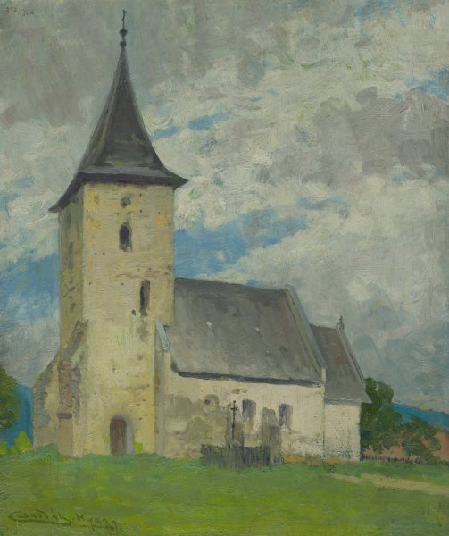 Church in Kysak  by Ludovit Cordak - Hand-Painted Oil Painting Reproduction