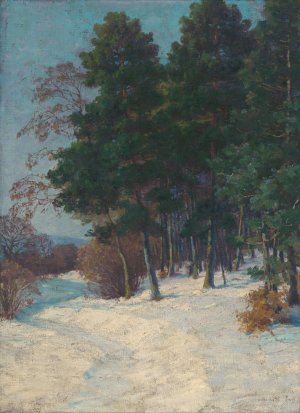 Forest in winter by Ludovit Cordak Oil Painting
