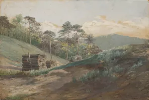 Forest Valley with Wood Logs by Ludovit Cordak Oil Painting