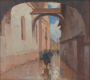 Hrciarska street in Kosice by Ludovit Cordak Oil Painting