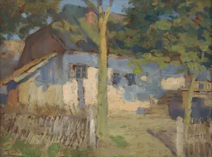 In front of the house by Ludovit Cordak Oil Painting