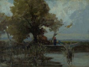 Kosaty strom pri jazere by Ludovit Cordak Oil Painting